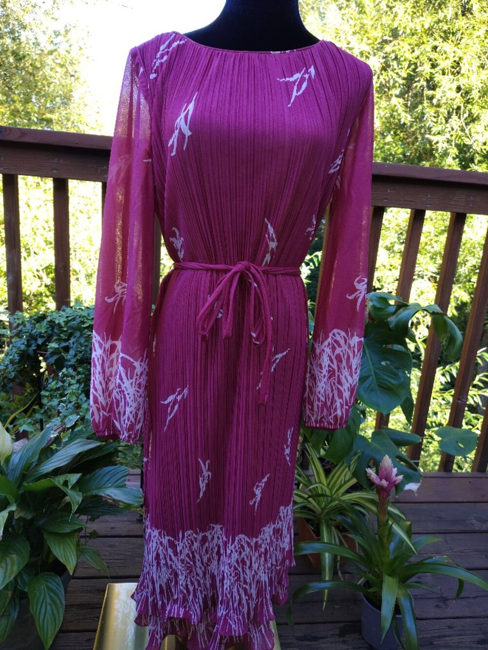 Vintage 1970s Hal Ferman size 16 Wine color union made dress (item A20)